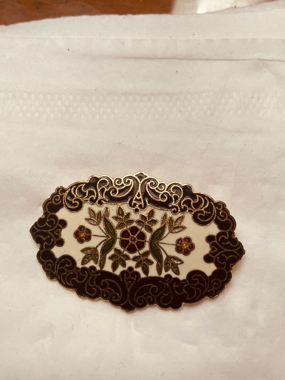 Vintage-Inspired Gold and Brown Floral Enamel Brooch - Women Jewelry Brooches